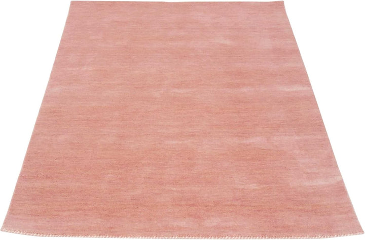 RUG PRINCE Wollteppich Gabbeh Uni 60x90 Handgewebt Rosa Einfarbig Handarbeit Zimmer Rosa 60x90 cm, R