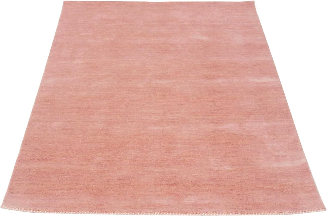 RUG PRINCE Wollteppich Gabbeh Uni 40x60 Handgewebt Rosa Einfarbig Handarbeit Zimmer Rosa 40x60 cm, R