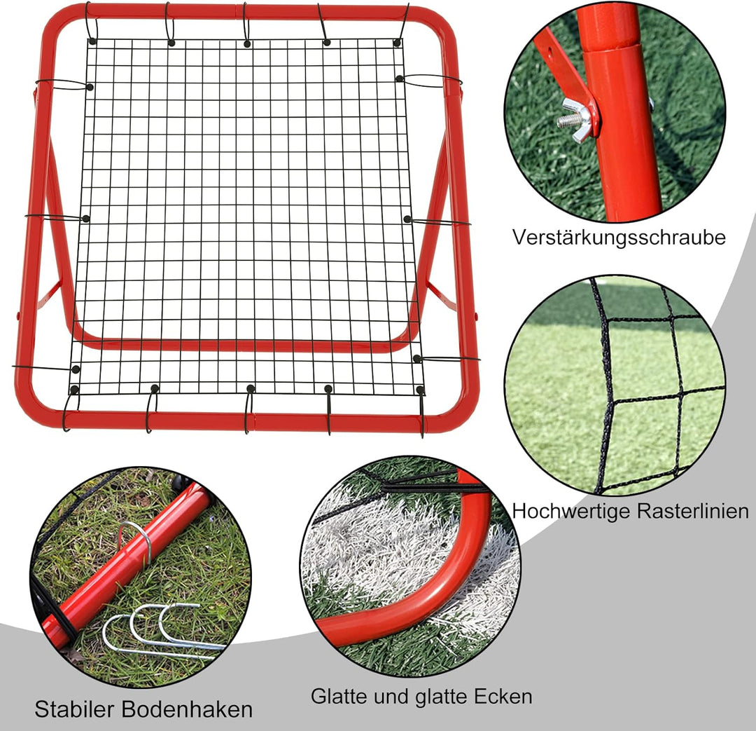 Fussball Rebounder Netz Fussball Tor Rückprallwand Netz Faltbar Kicker Fussballtor, 4 Verstellbare S
