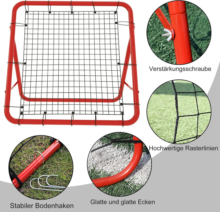 Fussball Rebounder Netz Fussball Tor Rückprallwand Netz Faltbar Kicker Fussballtor, 4 Verstellbare S