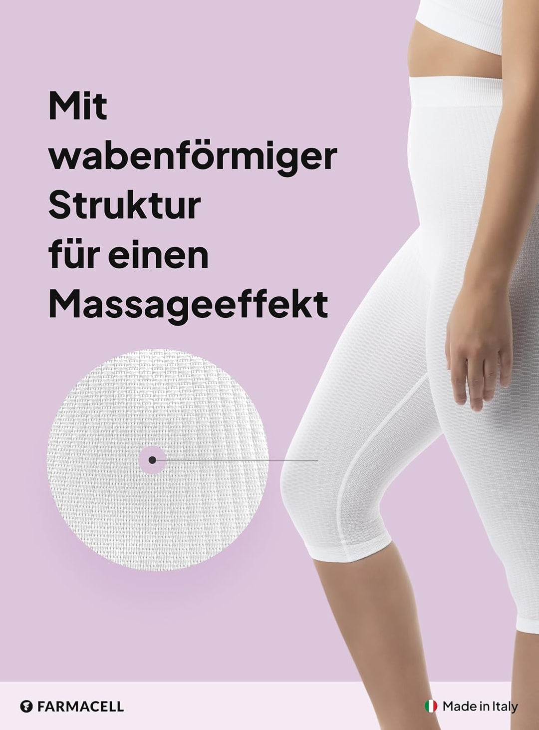 FarmaCell 123 Massierende reduzierende Miederhose Hohe Taille unter dem Knie, S-M Wei&amp;
