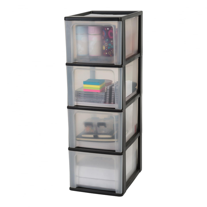 Iris Ohyama, Schubladenschrank, Schubladencontainer, 4 Schubladen mit 13 L, Format A4, durchsichtige