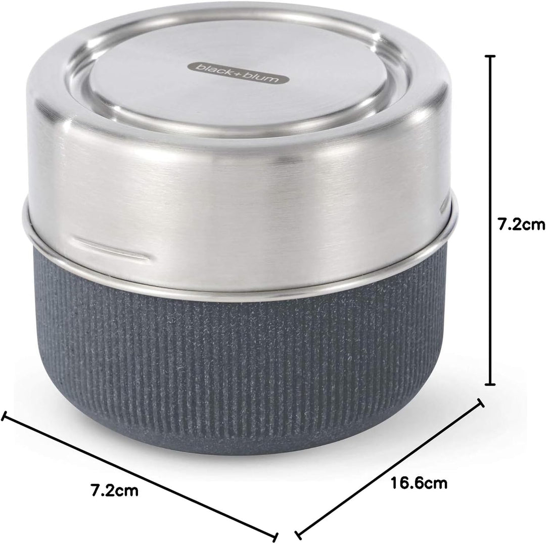 Black+Blum Lunchschale aus Glas | Schiefer | 600 ml | Borosilikatglas mit Schutzhülle aus nachhaltig