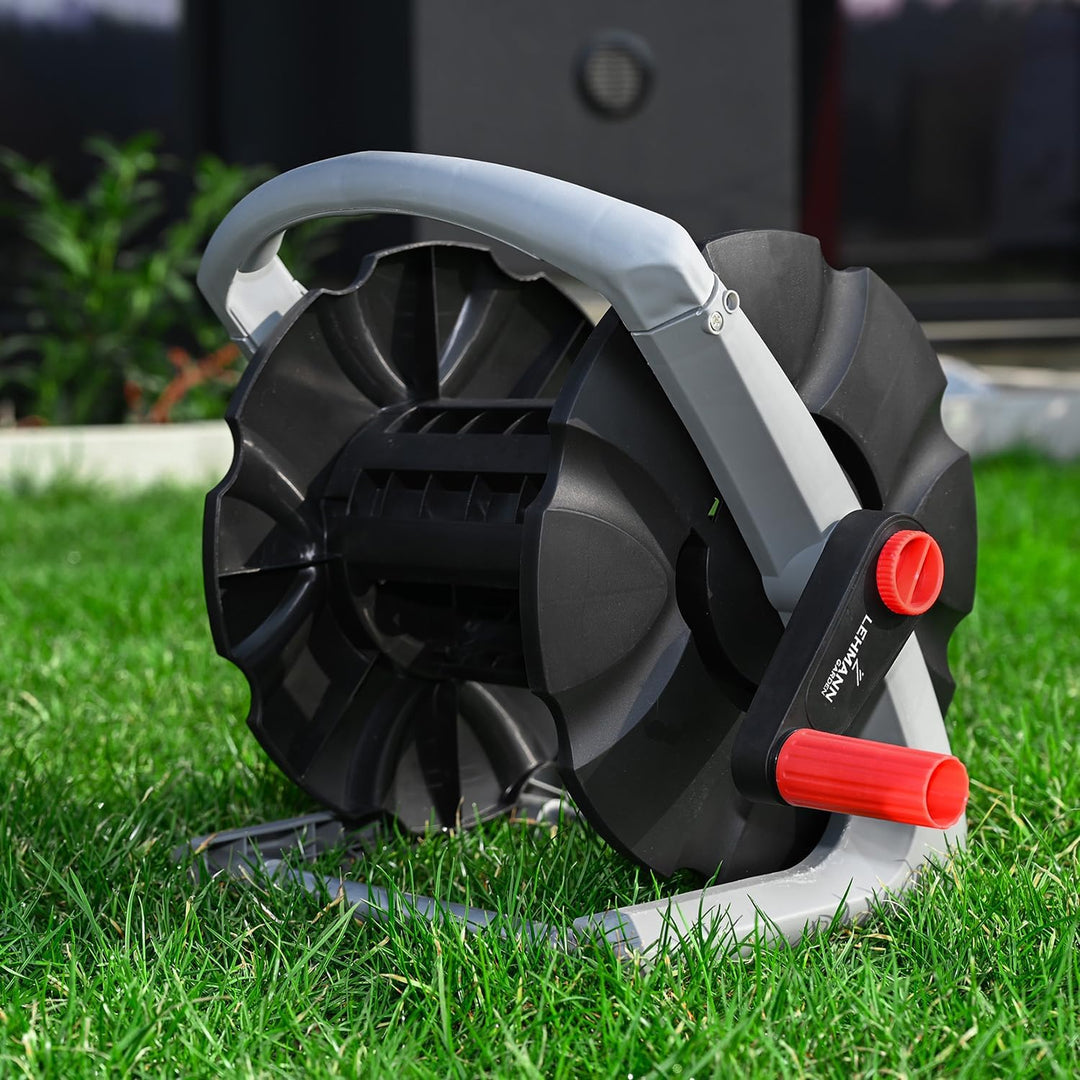 LEHMANN Schlauchtrommel für Gartenschlauch max. 20 m - Schlauchaufroller für 1/2" Schlauch - ohne Sc