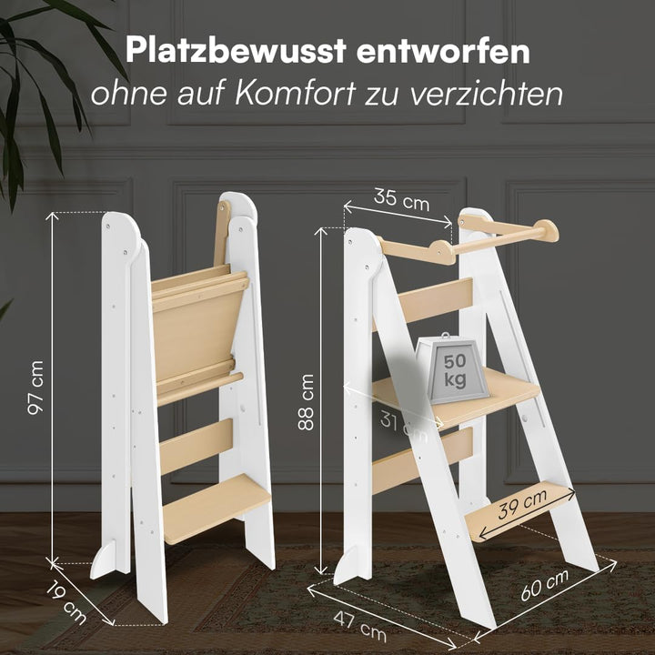 Bellabino Tay Lernturm ab 1 Jahr – Learning Tower 2-Fach höhenverstellbar &amp; klappbar – Lernstuhl in