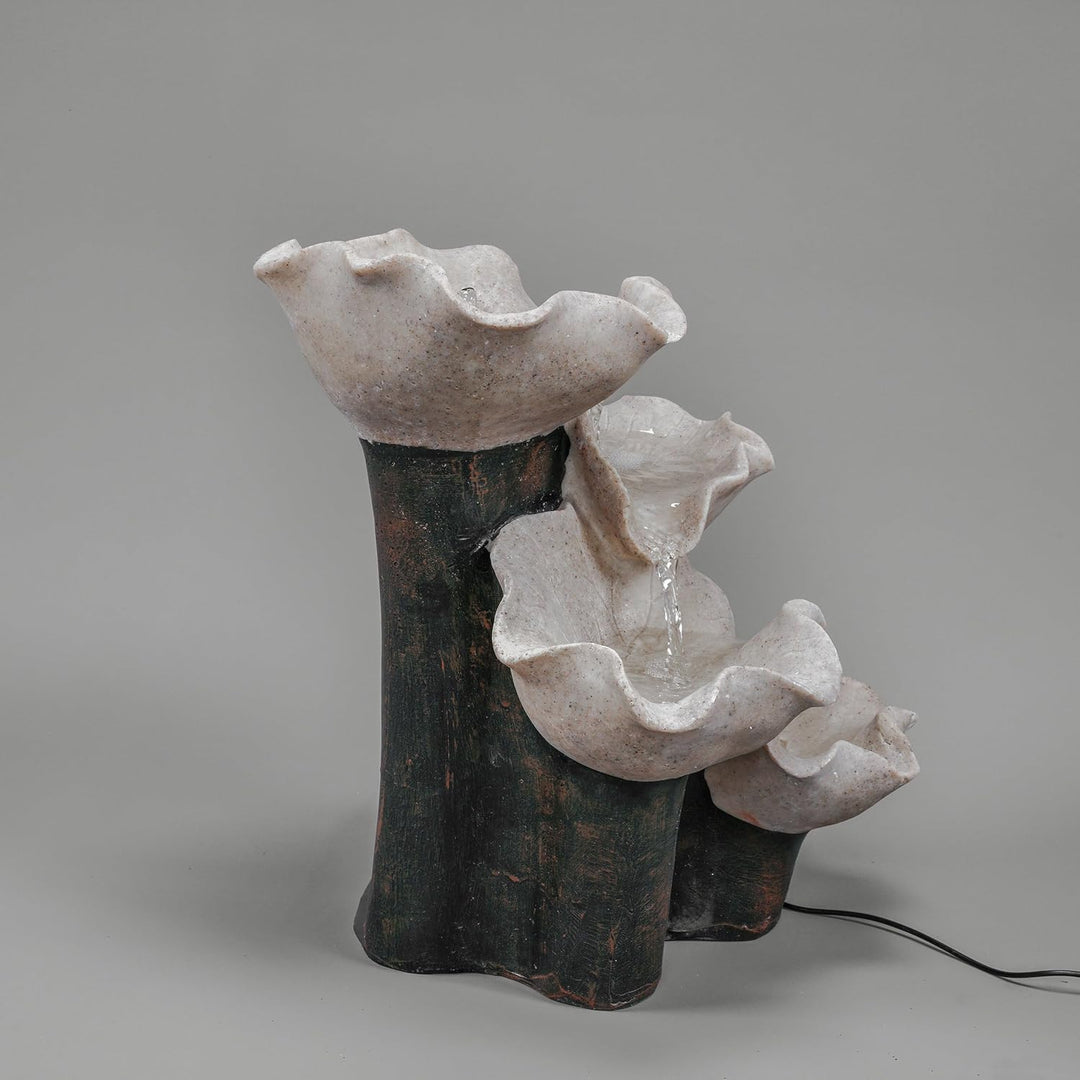 esotec Lotusblätter Solarbrunnen, Akku, LED, Kaskadenbrunnen, freistehender Springbrunnen, Lotus Gar