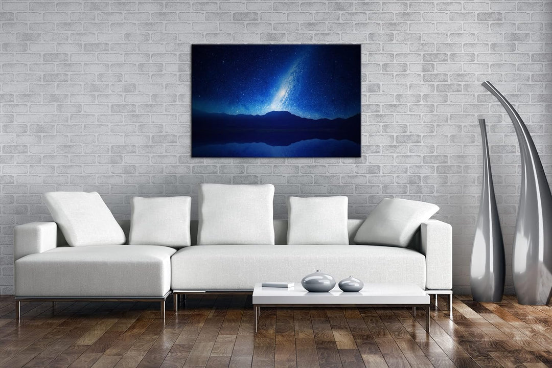 deyoli Erhellter Nachthimmel Format: 80x60 als Leinwandbild, Motiv fertig gerahmt auf Echtholzrahmen