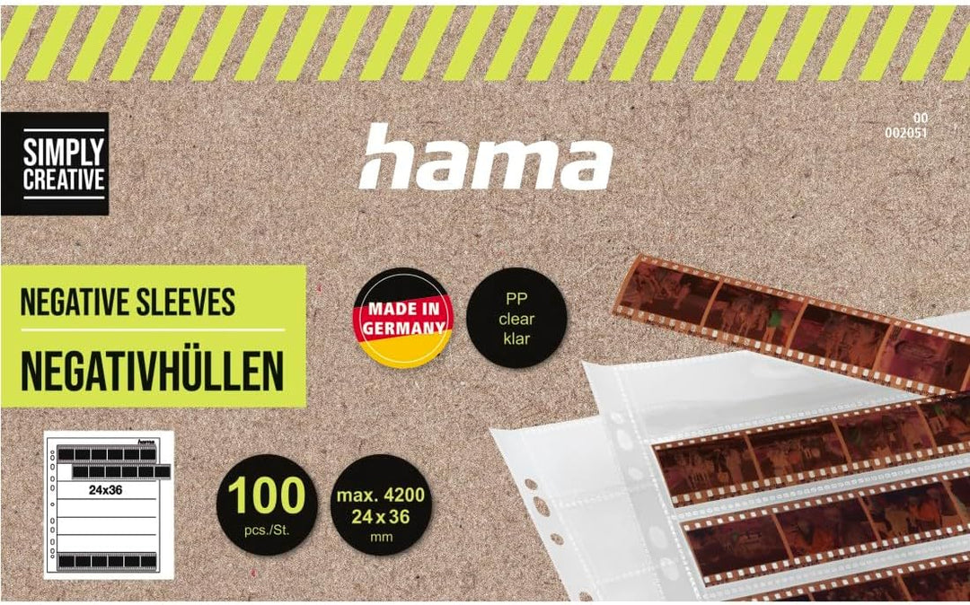 Hama Negativarchivierungshüllen (Polypropylen) für je 7 Kleinbild-Streifen à 6 Bilder (100St.) 100 S