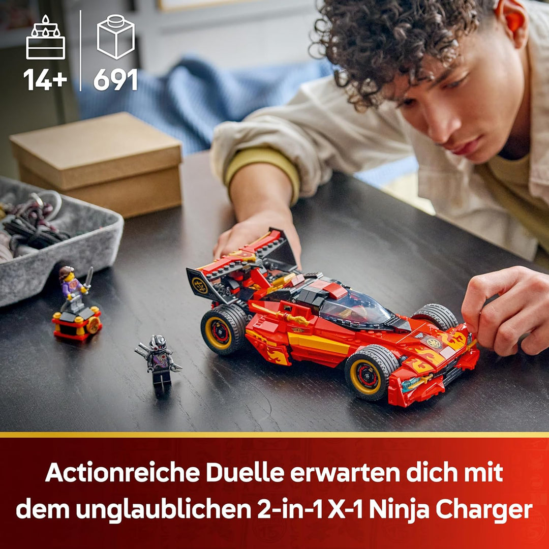 LEGO NINJAGO 15-jähriges Jubiläum: X-1 Ninja Supercar - Rennwagen Modellbau mit Motorrad und 3 Minif