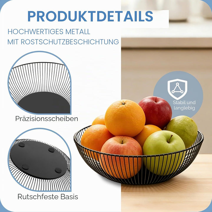 2 Stück Metall Obstschale 28x9 cm Durchbrochenes Design mit Dekorativem Muster, Praktischer Obstkorb
