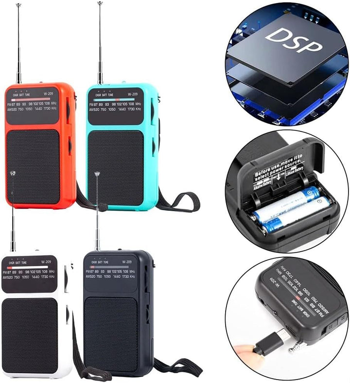 Tragbares Radio, klein, tragbares Digitalradio, kleines Taschenradio, kleine Radios, tragbares Radio