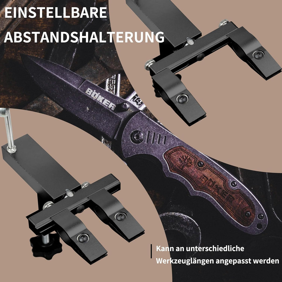 CWOVRS Messerschärfsystem, 360° Dual Klemmensystem Schnellspann-C-Klemme Messerschärfer Profi, 2-fac