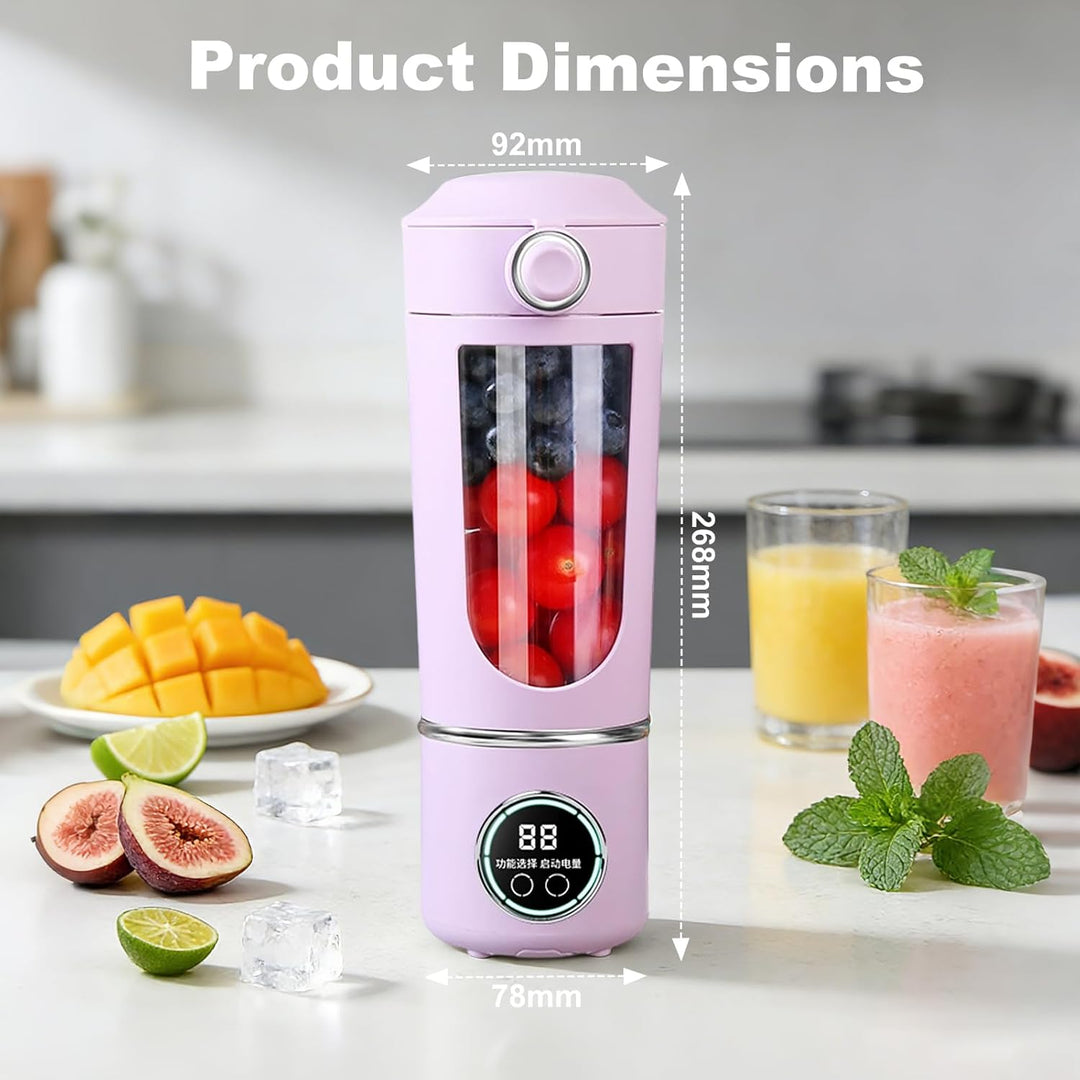 Tragbarer Mixer Smoothie Maker, 700 ml Kleiner Entsafter, Typ-C Wiederaufladbar, mit 12 Rostfreien K