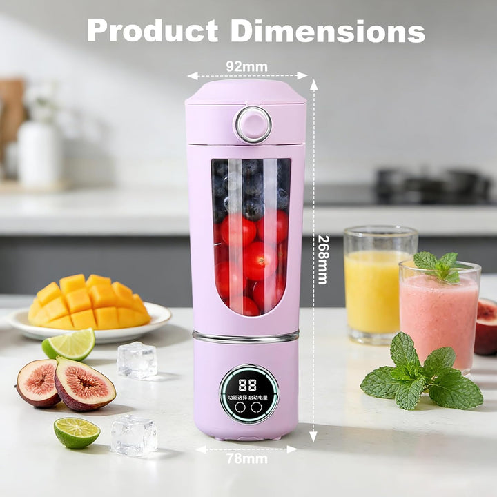 Tragbarer Mixer Smoothie Maker, 700 ml Kleiner Entsafter, Typ-C Wiederaufladbar, mit 12 Rostfreien K