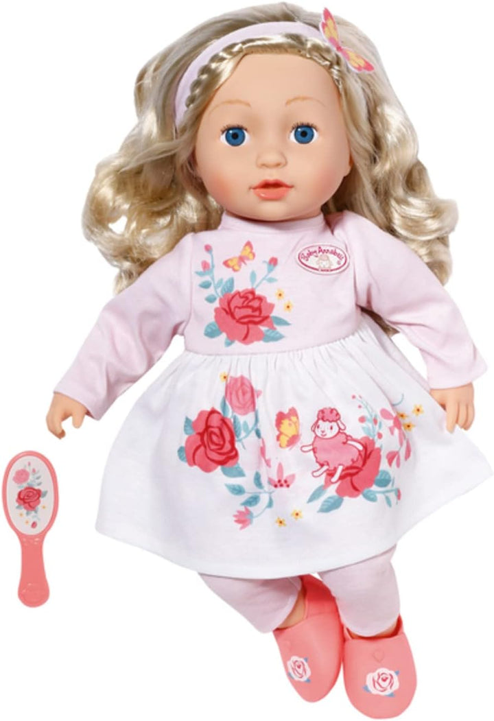 Zapf Creation 706572 Baby Annabell Sophia 43cm- weiche Stoffpuppe mit langen blonden Haaren, rosa Pu