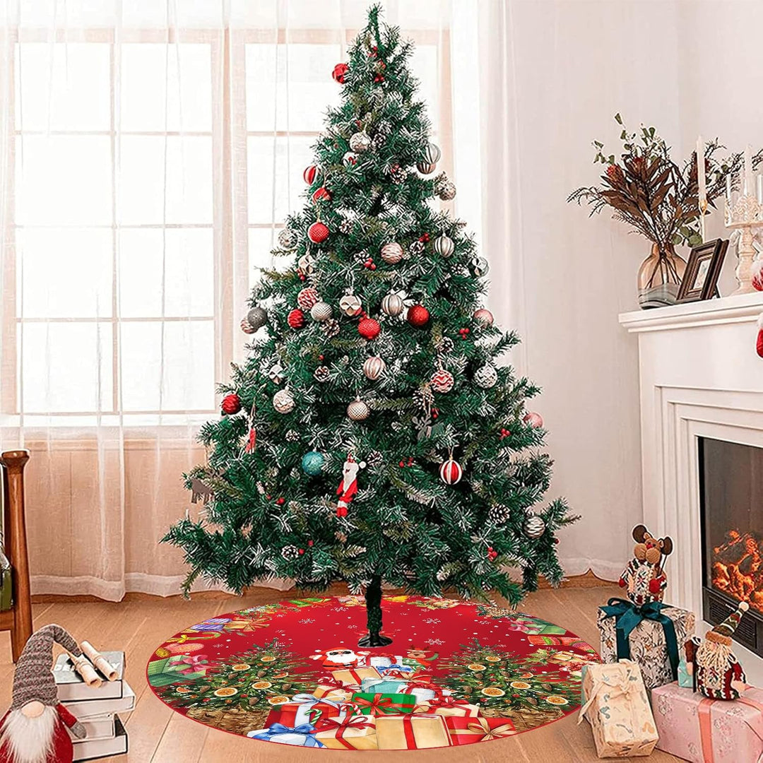 Weihnachtsbaum Decke, 120cm Grosse Dunkelrot Weihnachtsbaum Rock Matte mit Weihnachtsmann, Polyester