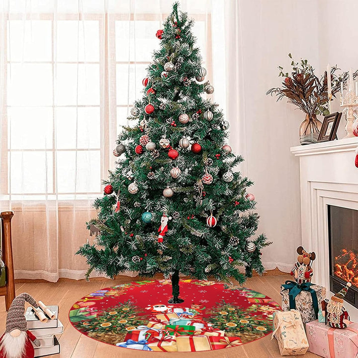 Weihnachtsbaum Decke, 120cm Grosse Dunkelrot Weihnachtsbaum Rock Matte mit Weihnachtsmann, Polyester