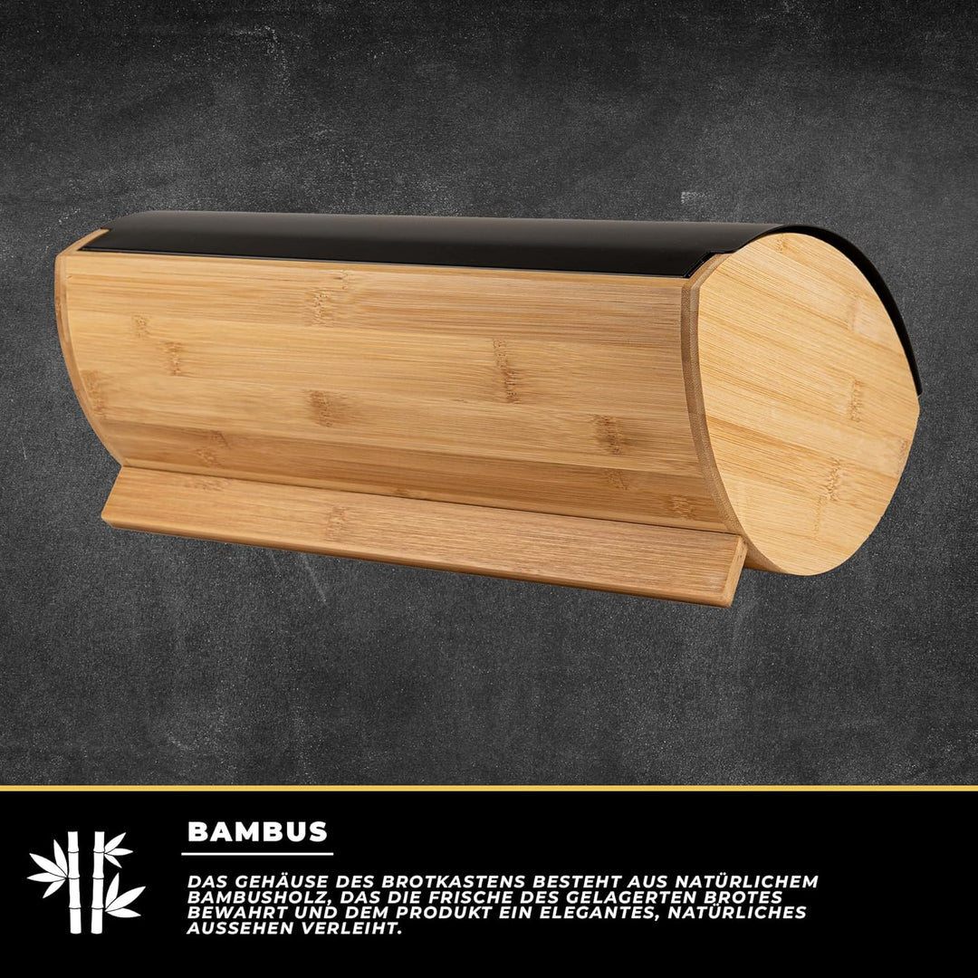 Brotkasten mit Deckel - Schwarz Brotbox Klein aus Holz - Bread Box - Brotaufbewahrung - Brotkästen -