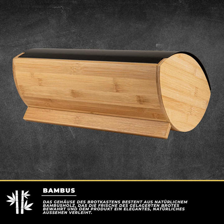 Brotkasten mit Deckel - Schwarz Brotbox Klein aus Holz - Bread Box - Brotaufbewahrung - Brotkästen -