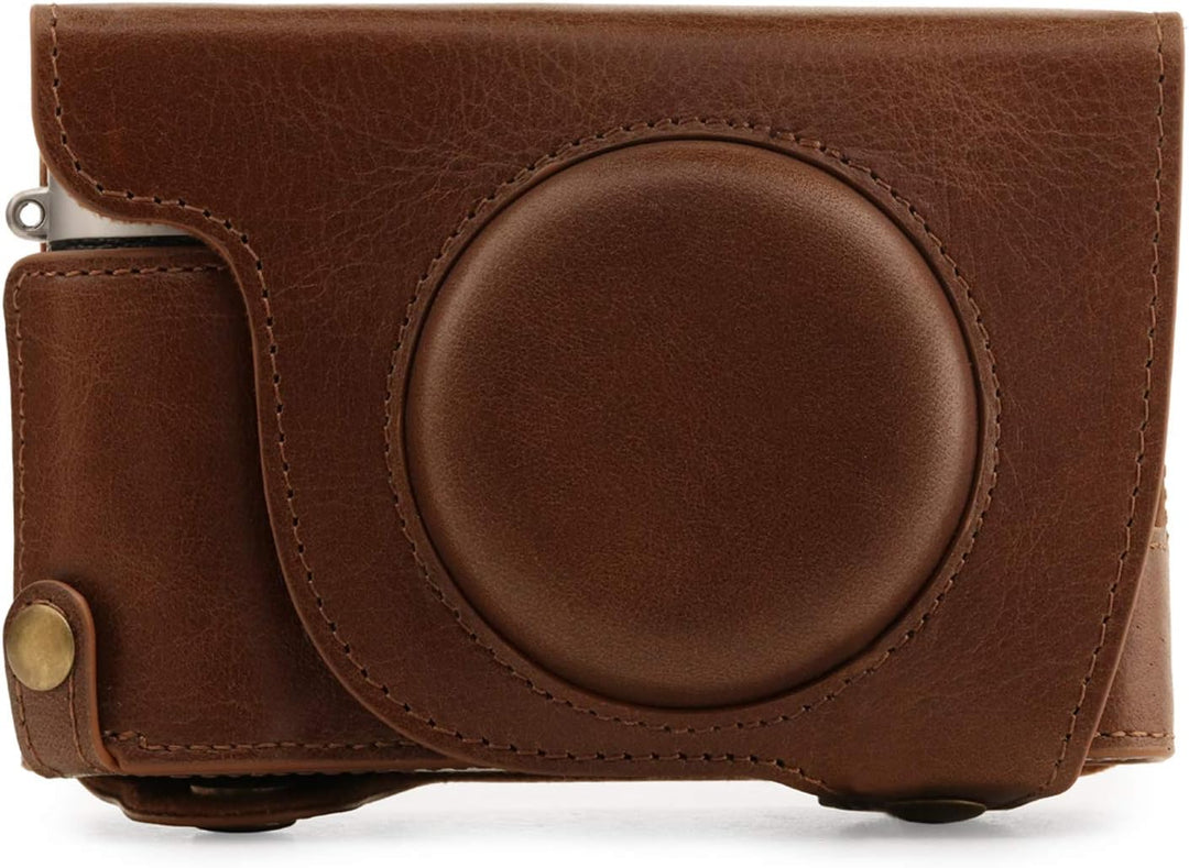 MegaGear MG1893 Ever Ready Kameratasche aus echtem Leder, kompatibel mit Fujifilm X100V, Braun, Brau