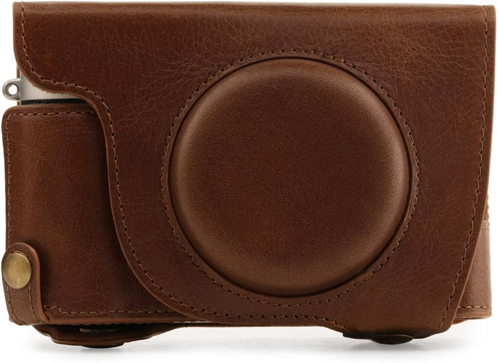MegaGear MG1893 Ever Ready Kameratasche aus echtem Leder, kompatibel mit Fujifilm X100V, Braun, Brau