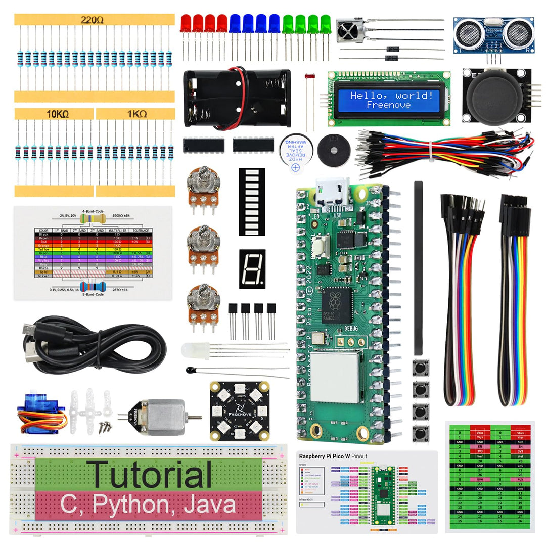 Freenove Super Starter Kit for Raspberry Pi Pico W (Included), Dual-core Arm Cortex-M0+ Microcontrol
