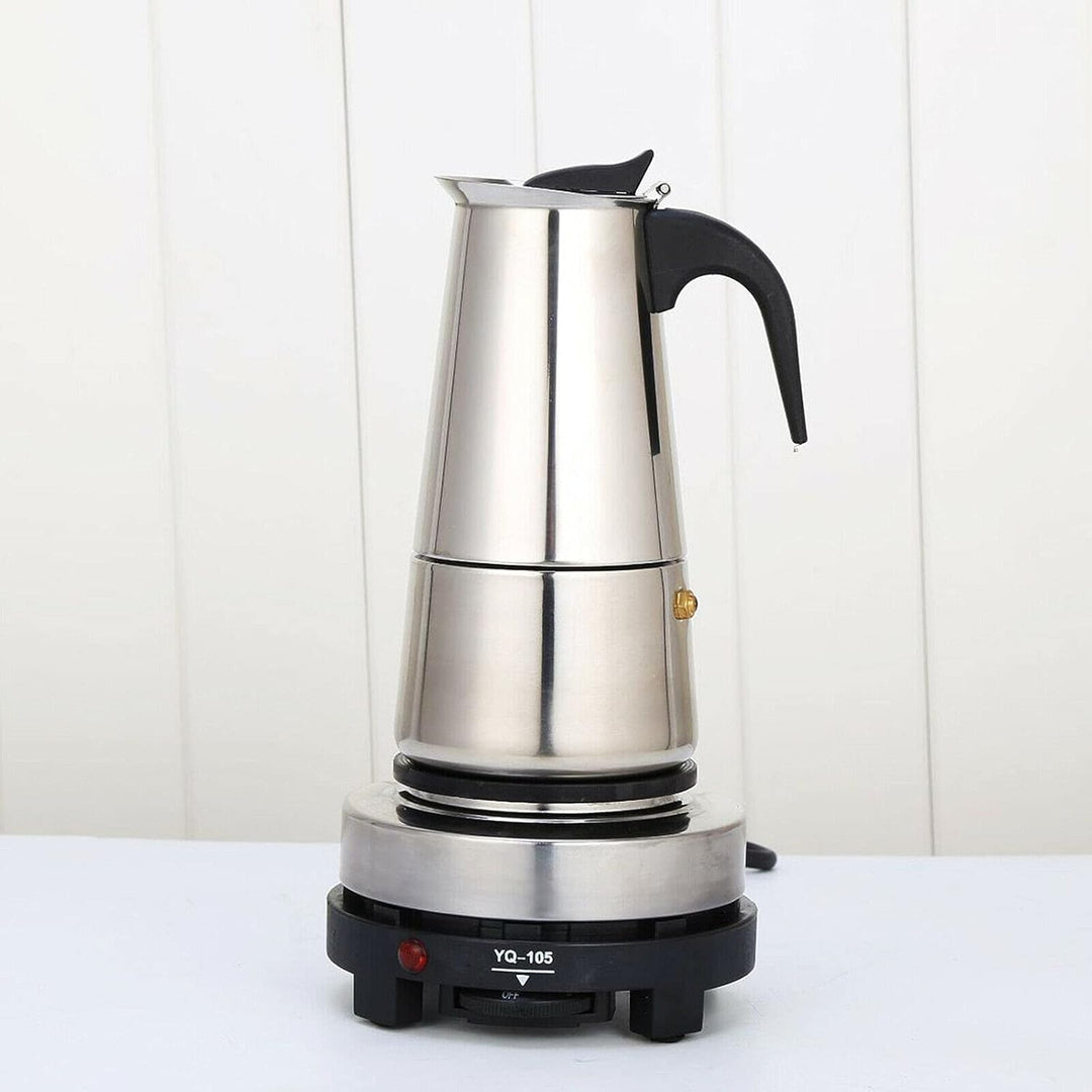 500W Elektrisch Espressokocher Edelstahl Kaffeekanne 200ml 4 Tassen Mokkakanne Elektrisch Kaffeekoch