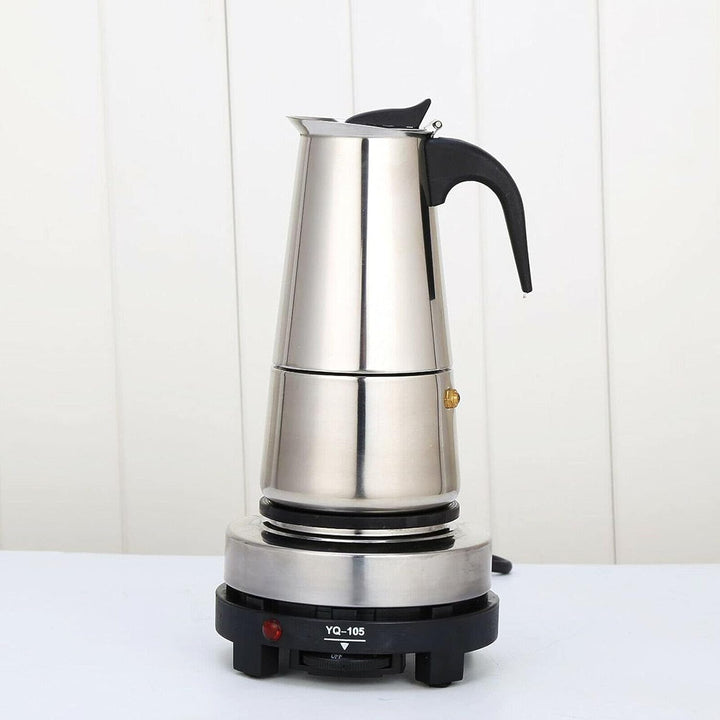 500W Elektrisch Espressokocher Edelstahl Kaffeekanne 200ml 4 Tassen Mokkakanne Elektrisch Kaffeekoch