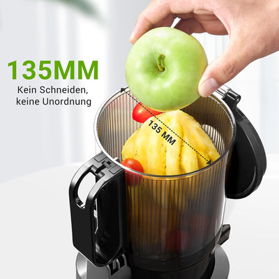 AMZCHEF 250W Automatischer All-In-One Entsafter, 135MM Öffnung und 1,8L Entsafter für Gemüse und Obs