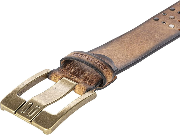 Ledergürtel Gürtel mit Nieten Robust und Langlebig 110 Tobacco, 110 Tobacco