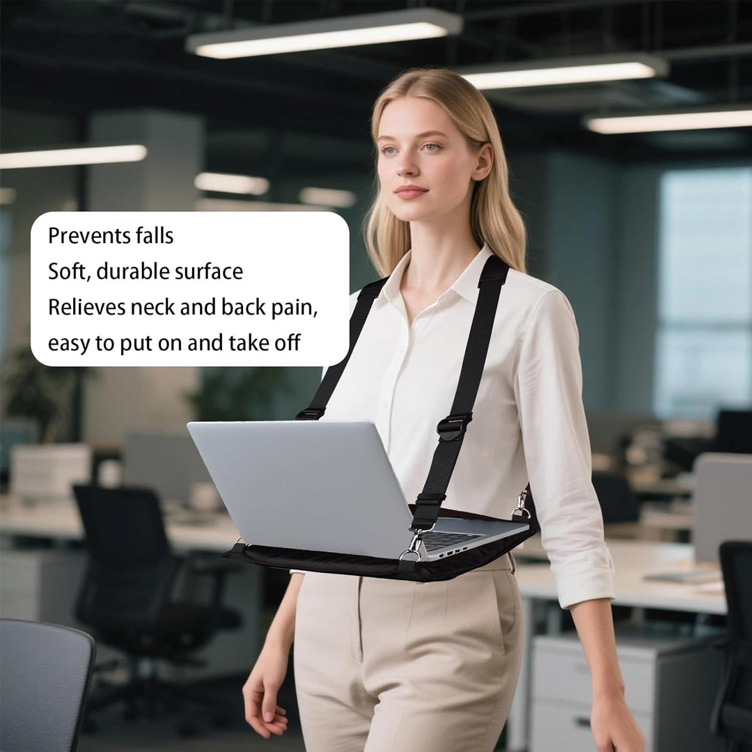 Tragbarer Laptop Tragegurt, Verstellbarer Laptopständer mit Ergonomischen Gurten für 40,6 cm Laptops