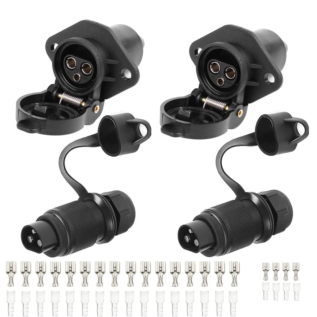 AGRISHOP 2Stück Anhänger Stecker 3polig 12v 24v und 2Stück Steckdose 3-Polig,Wasserfester Traktor St
