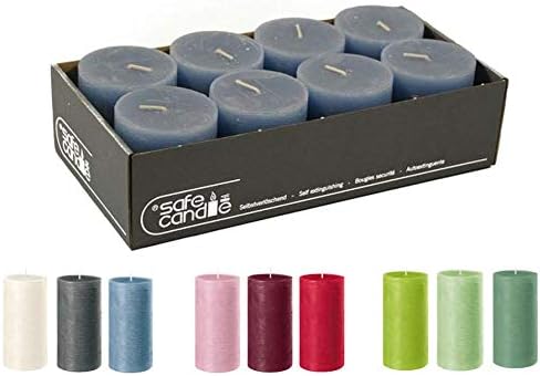 Rustikale Stumpenkerzen – 8 Stück - Wachskerzen/Rustickerzen/Adventskerzen Weihnachten (Saphir Blau,