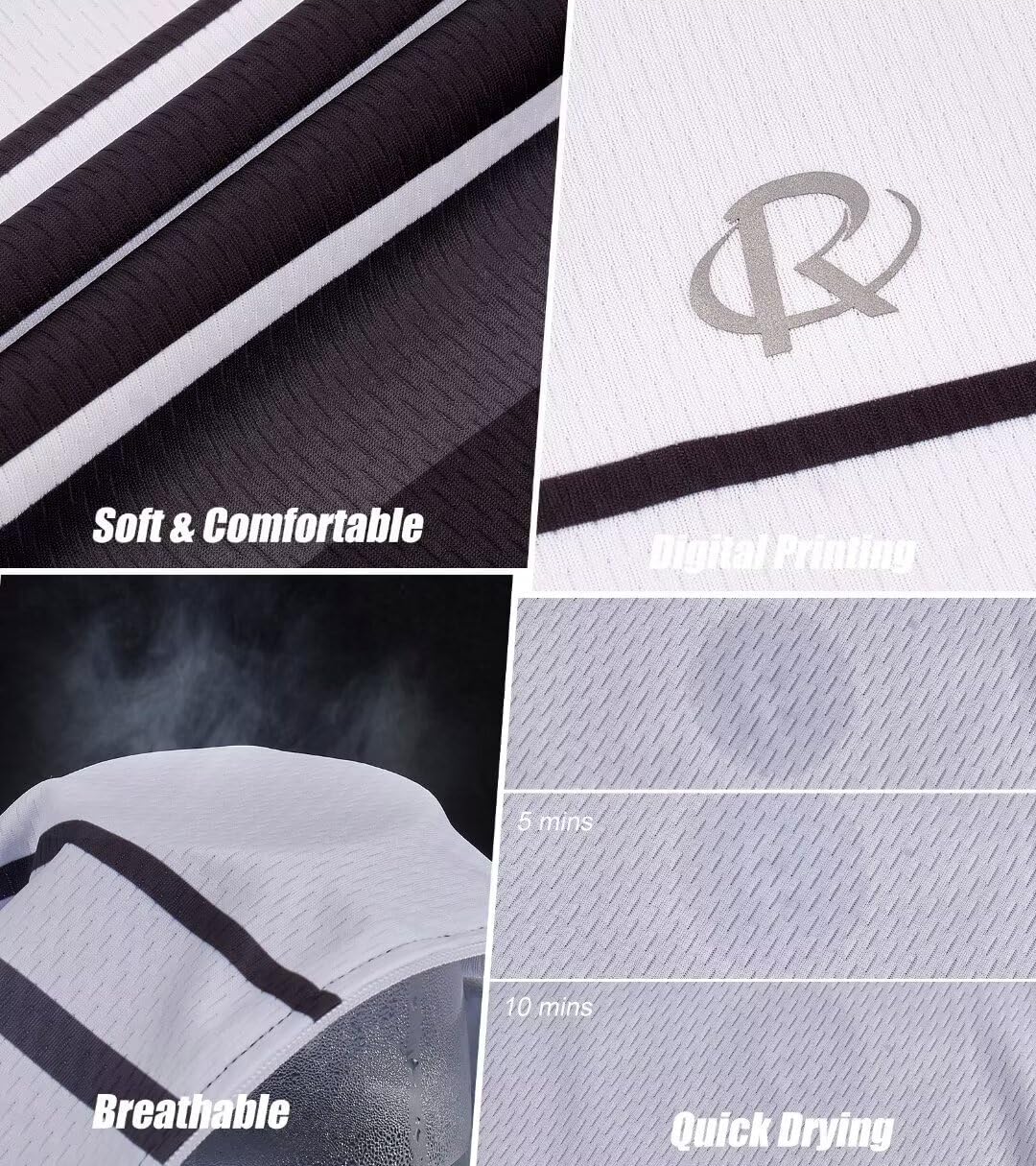 ROTTO Herren Radtrikot Fahrradtrikot Langarm Rennrad Trikot Farbverlauf Reihe 02 Weiss Schwarz XS, 0