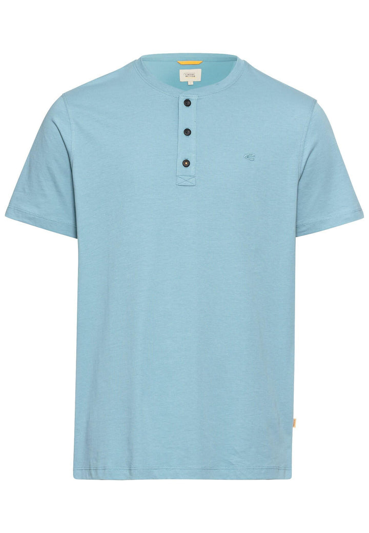 camel active Herren Kurzarm Henley T-Shirt mit Knopfleiste, S Modern Blau