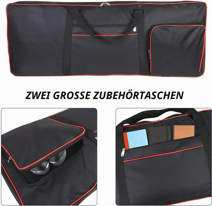 QEES Keyboard-Tasche für 61 Noten, für E-Klaviere, 600D Oxford-Stoff mit 10 mm Startseite, Gigbag (s
