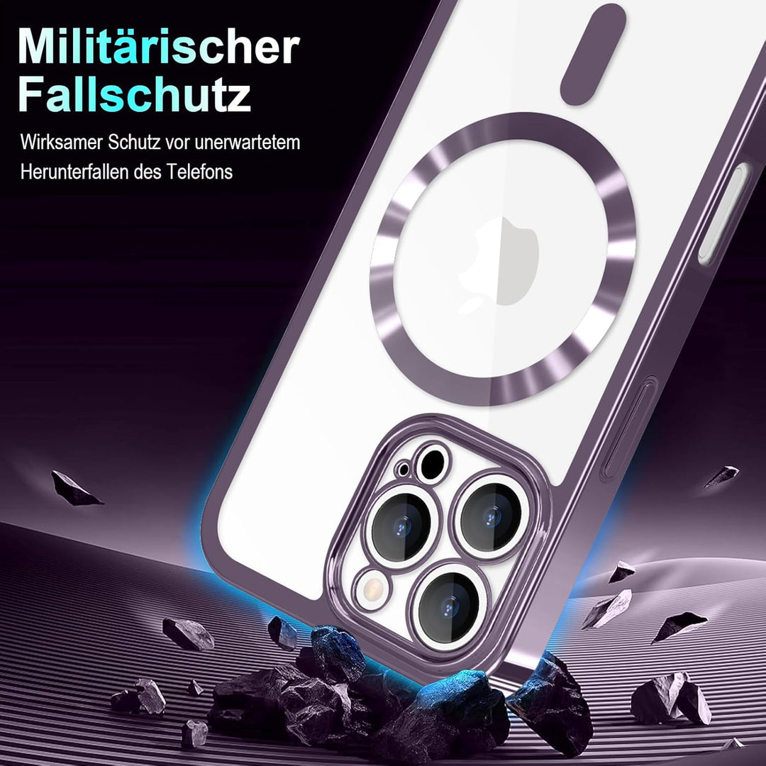 Ethanger Handykette für iPhone 16 Pro Max Hülle mit Band + 2 Stück Glas Schutzfolie Transparent Sili