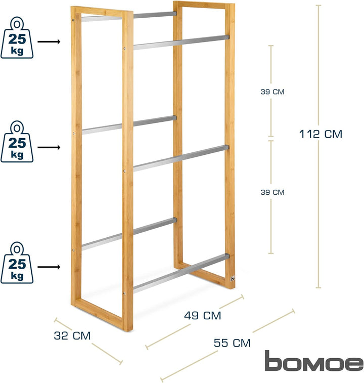 bomoe Design Getränkekistenregal stabiles FSC® Holz Bambus – 3 Getränkekisten – stilvolles Küchen Ge