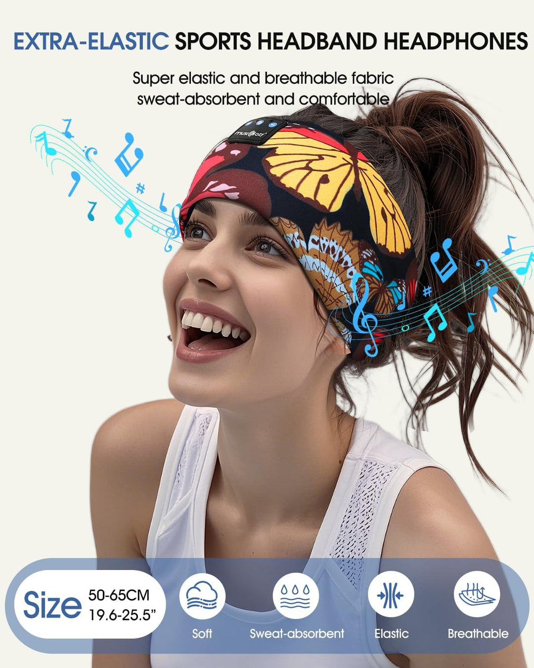 MUSICOZY Schlafkopfhörer Bluetooth 5.4, Bequem &amp; Ultraleicht Stirnband kopfhörer zum Schlafen mit Hi