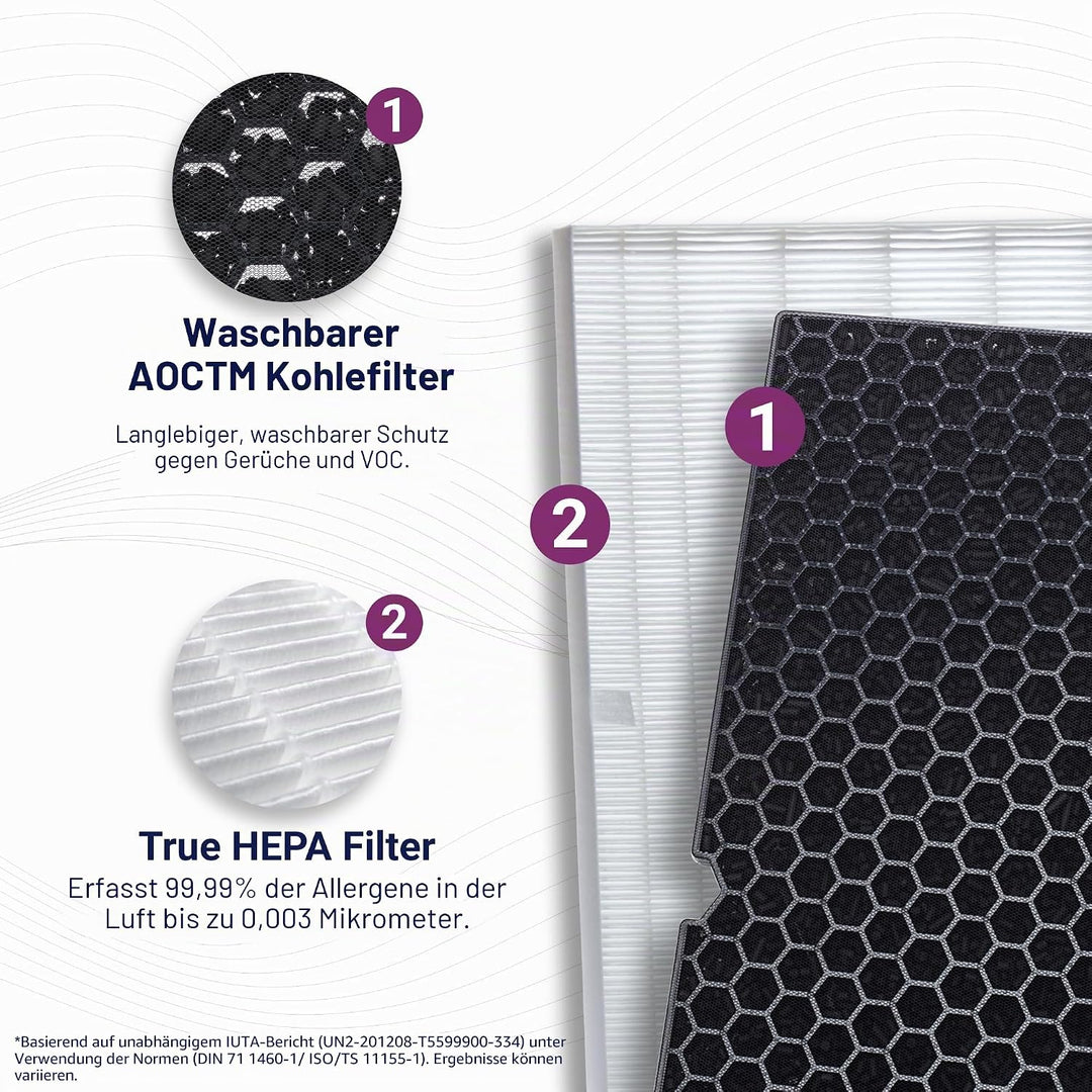 Ersatzfilter für WINIX H Luftreiniger. HEPA-Filter H13 (99,999%) und Aktivkohlefilter- Kompatibel mi