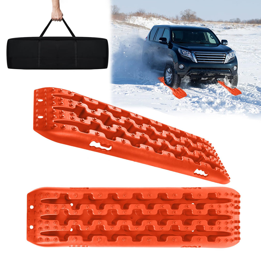 NAIZY 2x Sandbleche Offroad Traktionsmatte Kunstoff Anfahrhilfe Recovery Board Tracks mit Aufbewahru