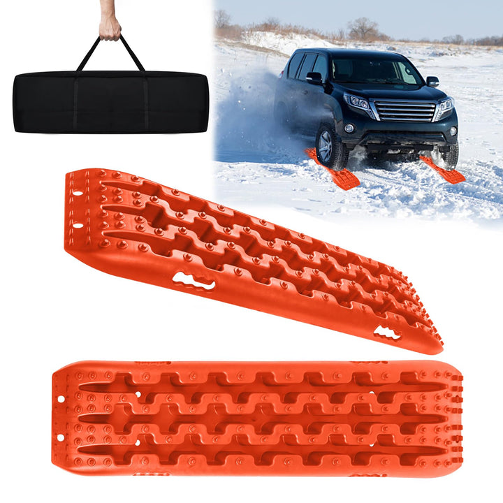 NAIZY 2x Sandbleche Offroad Traktionsmatte Kunstoff Anfahrhilfe Recovery Board Tracks mit Aufbewahru