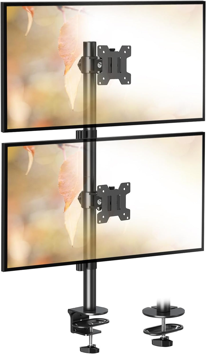 ELIVED Vertical Monitor Halterung 2 Monitore, 80cm Stange für 13-32 Zoll Monitore bis zu 8kg, Dualer