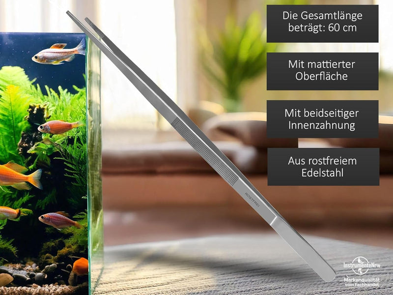 Aquarium Pinzette Gerade Futterpinzette Pflanzenpinzette 9 cm bis 60 cm (60,0 cm), 60,0 cm