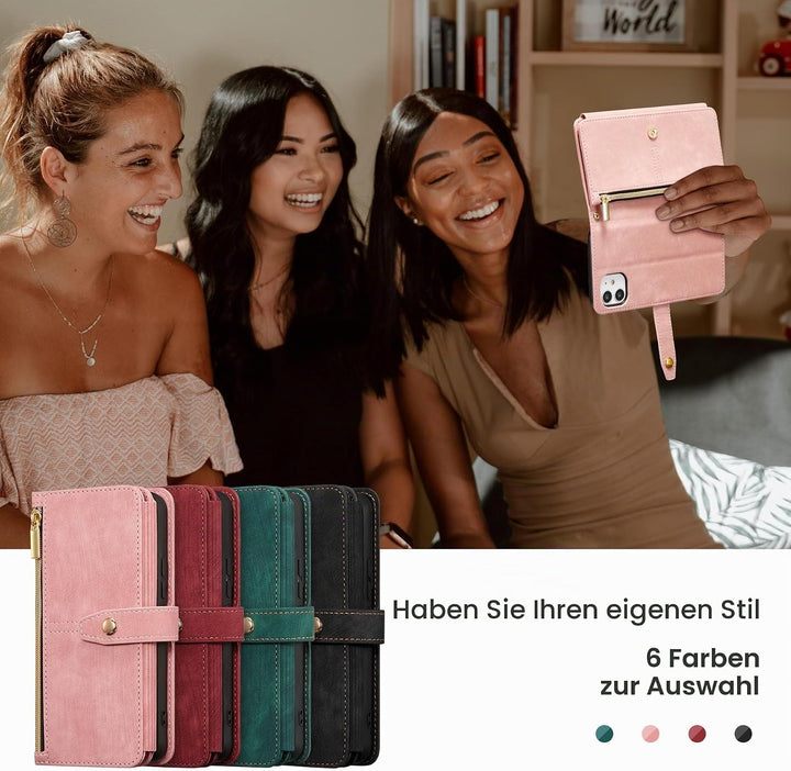 ZCDAYE Handyhülle für iPhone 11 Hülle mit Band, Roségold | Leder Handytasche Geldbörse mit Kartenfäc