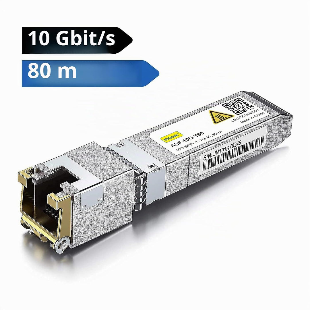 10Gtek 2-Stück 10Gtek 80-Meter 10G SFP+ auf RJ45 Modul, 10GBase-T Kupfer CAT.6a Transceiver Kompatib