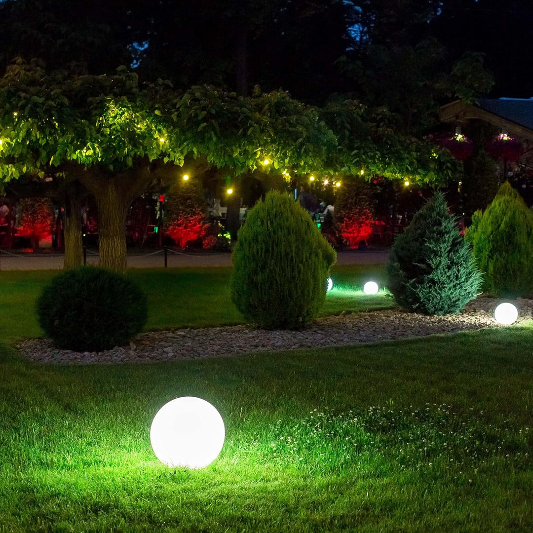 Wiltec Kugelleuchte Ø 20 cm mit Erdspiess, Gartenleuchte 40 W mit Kugellampe, Gartenbeleuchtung mit
