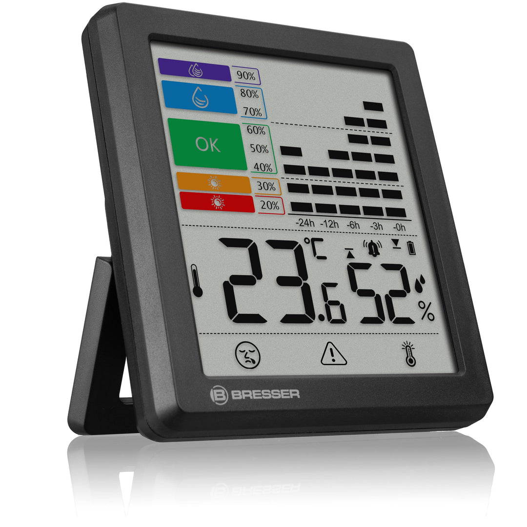 Bresser Thermo-Hygrometer mit Schimmelwarnung, Farb-Indikator, Raumklima-Manager, Misst Temperatur u
