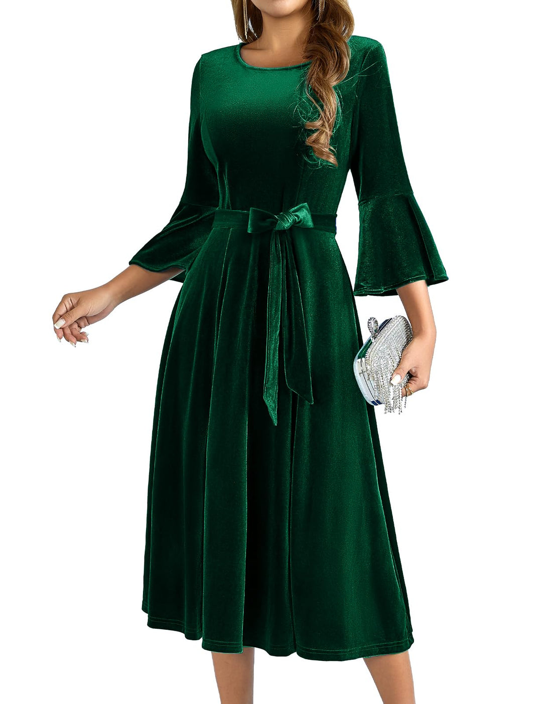 Homrain Glitzer Kleid Damen elegant Langarm Winterkleider Festliche Kleider mit Pailletten Party Coc