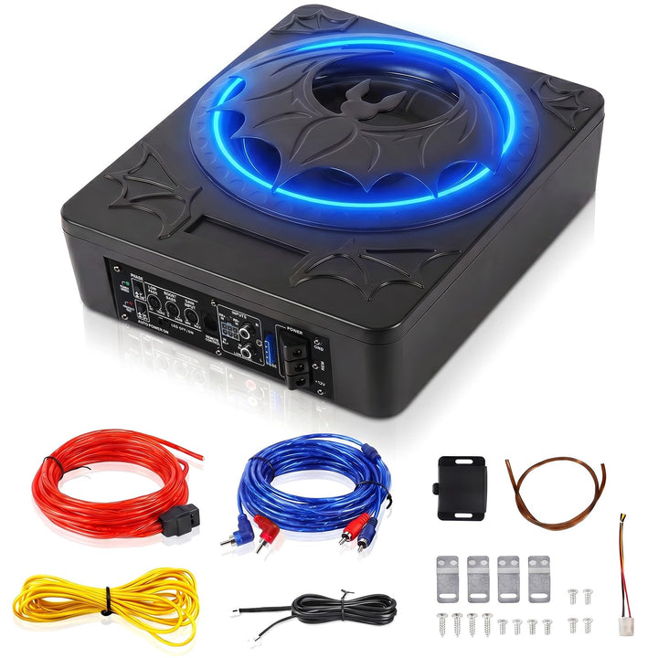 SIXWIN 1200W Subwoofer, 10 Zoll Schlanker Unter-Sitz-Subwoofer für Autos und Verstärker-Paket,Car Au